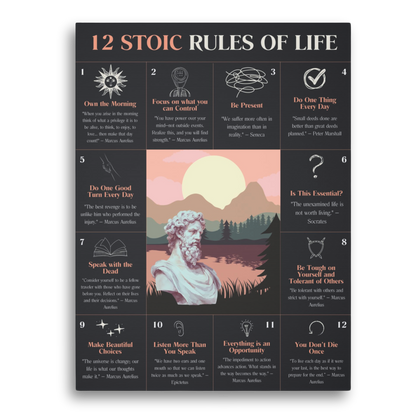 12 STOIC RULES OF LIFE - STOIC ART CANVAS