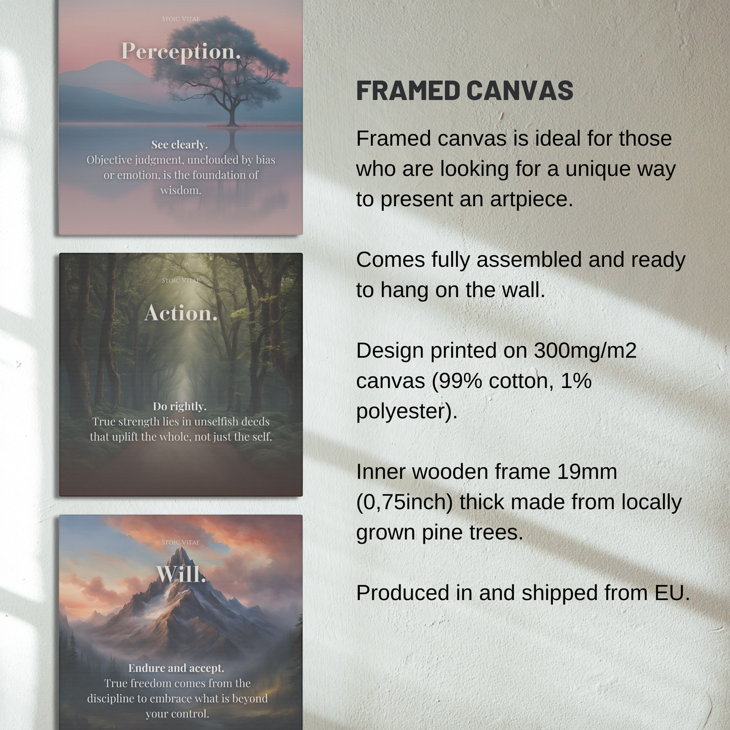 THE THREE DISCIPLINES OF STOICISM BUNDLE - STOIC ART CANVAS