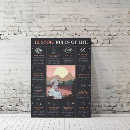 12 STOIC RULES OF LIFE - STOIC ART CANVAS