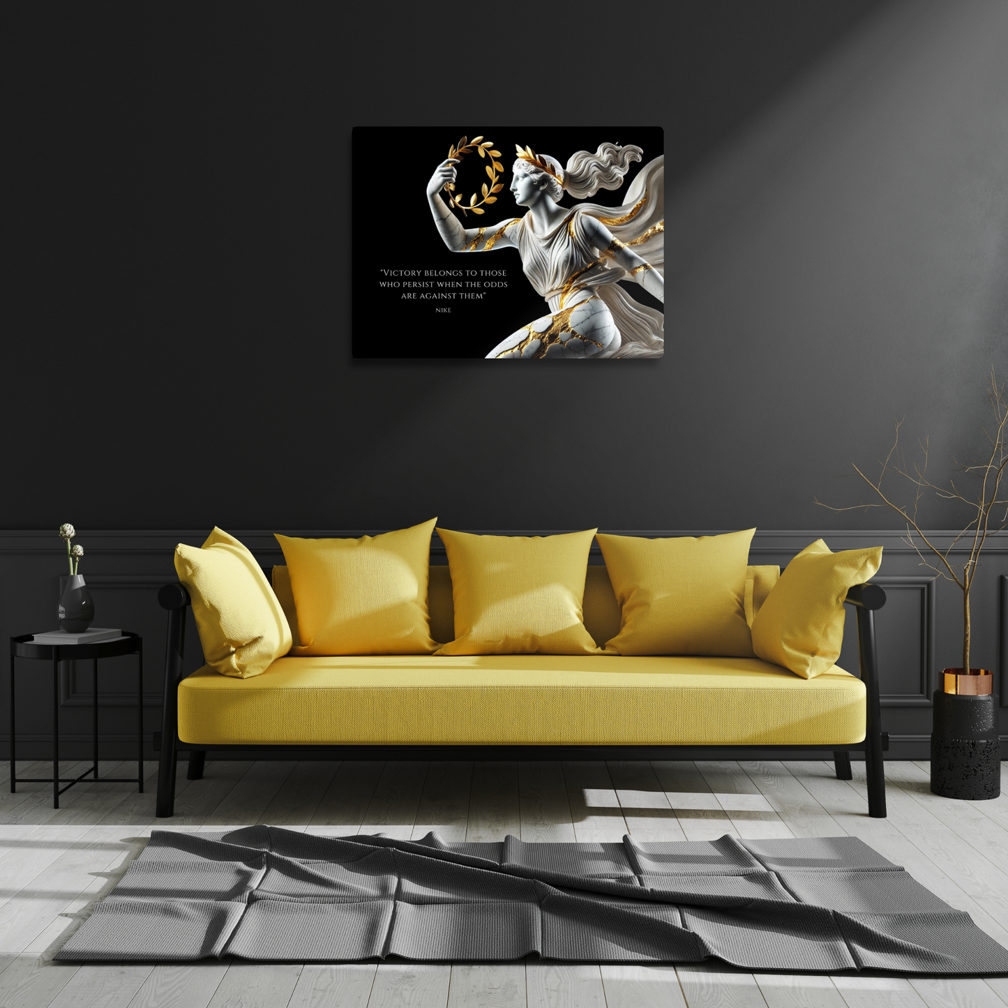 Nike stoic art canvas, in living room