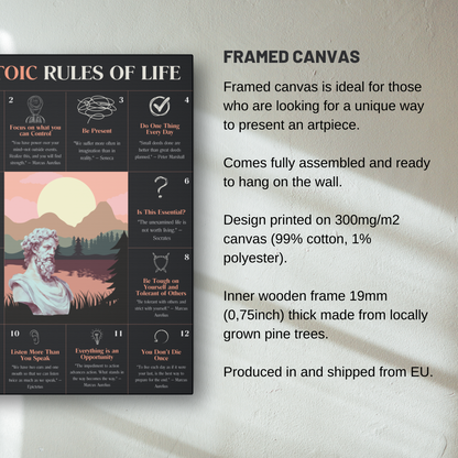 12 STOIC RULES OF LIFE - STOIC ART CANVAS