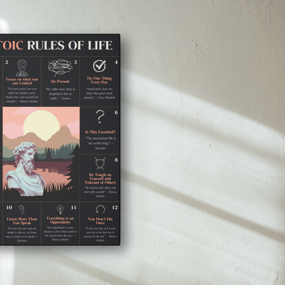 12 STOIC RULES OF LIFE - STOIC ART CANVAS